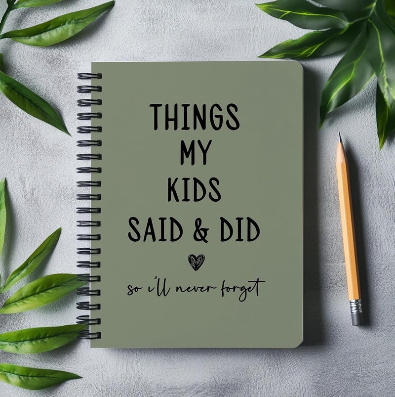 bitCNY Things My Kids Said & Did Notebook – Funny Quote Memory Journal for Parents – Sage Green and White Design, Keepsake for Moms and Dads - 5.5x8.3 Inch 315 - Image 2